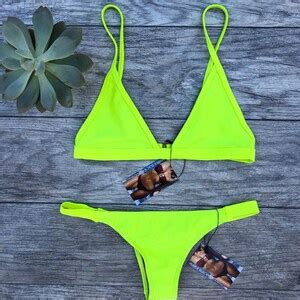 Neon Green Brazilian Bikini Set Neon Green Swimsuit Bali Strappy