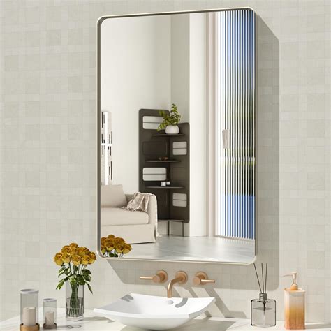 Amazon Weer X Inch Brushed Nickel Bathroom Mirror Brushed