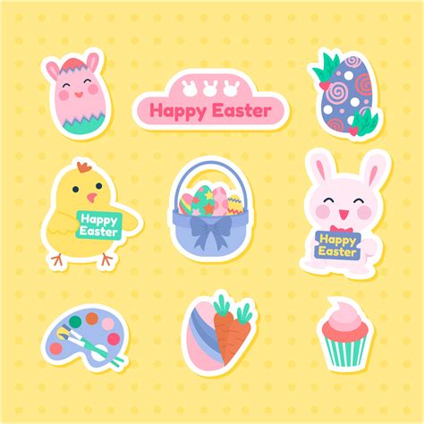 Easter Bunny Sticker Collection 2072493 Vector Art At Vecteezy