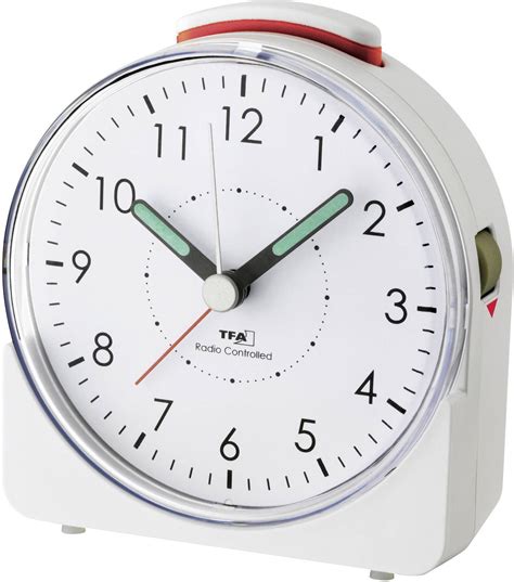 TFA Dostmann 60 1513 02 Radio Alarm Clock White Fluorescent Hands