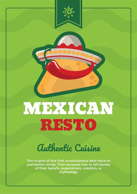 Free Mexican Authentic Cuisine Menu template to edit