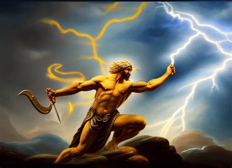 Soft Painting Of Zeus Fighting Chronos With A Spear Of Stable Diffusion