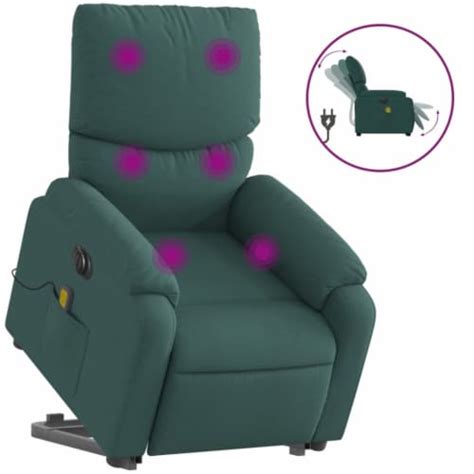 Vidaxl Electric Stand Up Massage Recliner Chair Dark Green Fabric 29 5 X39 X39 Fry’s Food