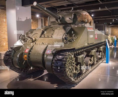 An M4a4 Sherman Tank On Display At The Imperial War Museum London Uk