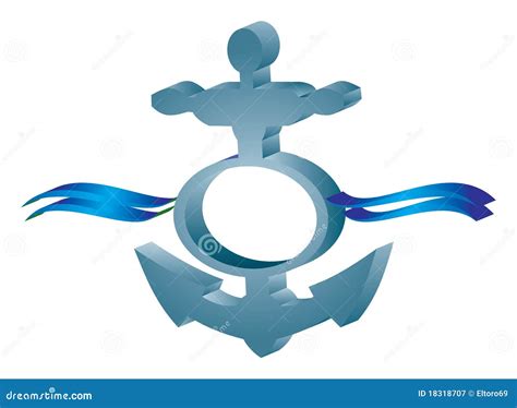 Anchor with wave stock vector. Illustration of water - 18318707