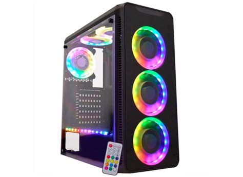 Gabinete Gamer K Mex Infinity Frontal Em Vidro Coolers E Fita Rgb