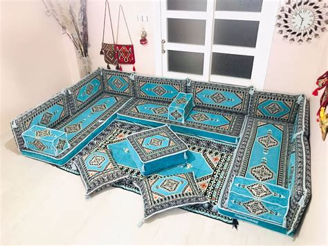 U Shaped Arabic Seating Sofa Set Ottoman Couch Rug Floor - Etsy