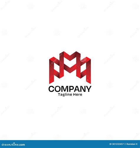 Letter M Minimalist Logo Design Template Stock Illustration