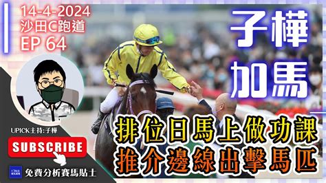 【香港賽馬】排位日馬上做功課推介邊線出擊馬匹 Upick駿馬優選 《2024年4月14日賽事》沙田c跑道『子樺加馬ep64』 香港賽馬