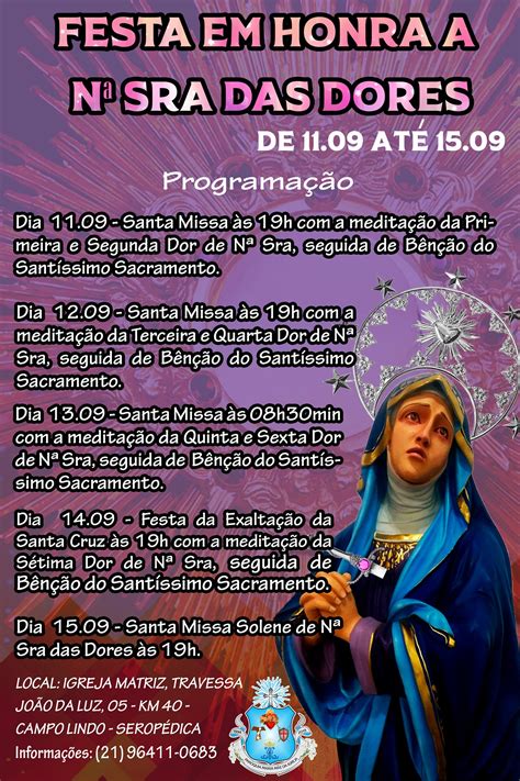 Noven Rio E Festa Em Honra A Nossa Senhora Das Dores Diocese De Itagua