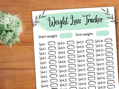 Weight Loss Tracker Printable Weight Loss Challenge Weekly Etsy Uk