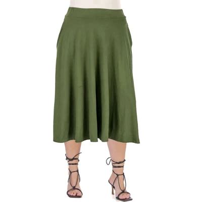 Seven Comfort Apparel Elastic Waist Pleated Pocket Plus Size Midi