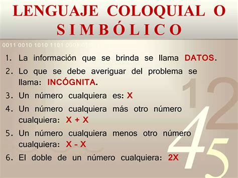 MatemÁticas Sobre Ecuaciones Y Lenguaje Coloquial Ppt