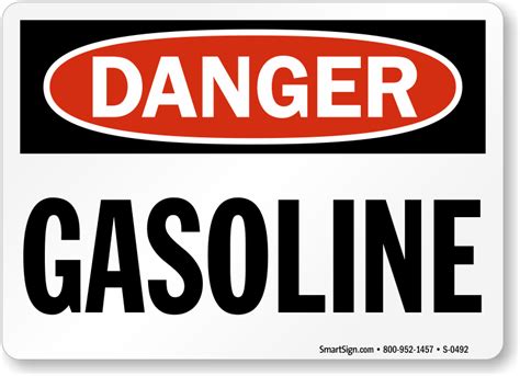 Gasoline OSHA Danger Sign Best Selling Free PDF SKU S 0492