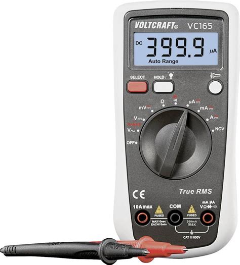 VOLTCRAFT VC165 TRMS Multimeter Digitaal CAT III 600 V Weergave Counts