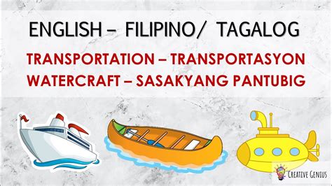 Transportation Watercraft Sasakyang Pantubig English Filipino