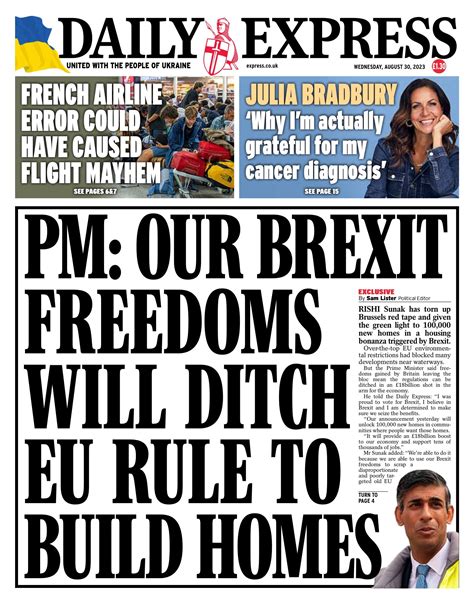 Daily Express Front Page 30th Of August 2023 Tomorrows Papers Today