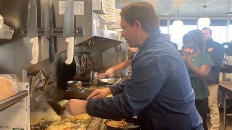 Ron Desantis Cooks Breakfast At Waffle House For Hurricane First Responders