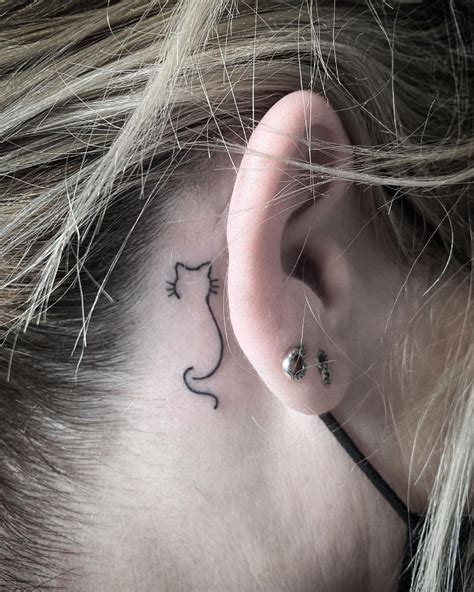 Cat Tattoo Behind Ear