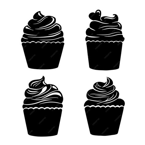 Illustration De La Silhouette De Cupcake Dessinée à La Main Vecteur