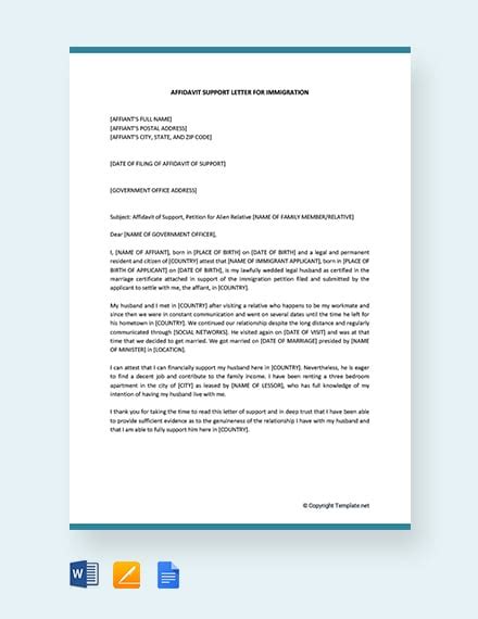 Affidavit Immigration Letter Sample Hq Printable Documents