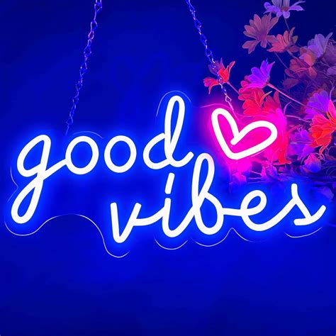 Amazon HOHOSIGN Blue Good Vibes Neon Signs For Wall Decor Room