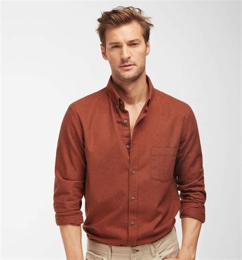 Plain Brown Slim Fit Shirt Casual Shirts Men Massimo Dutti