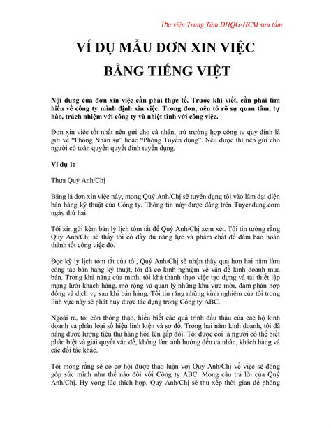 Mau Don Xin Viec Bang Tieng Viet PDF