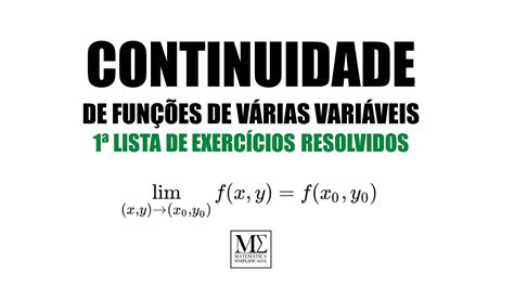 Continuidade De Campos Escalares 1ª Lista De Exercícios Resolvidos