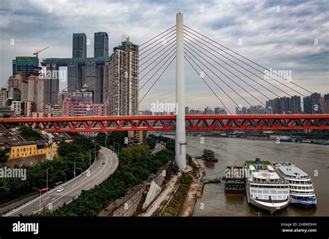 Panoramic View Of Chongqing City With Bridge Stock Photo Alamy