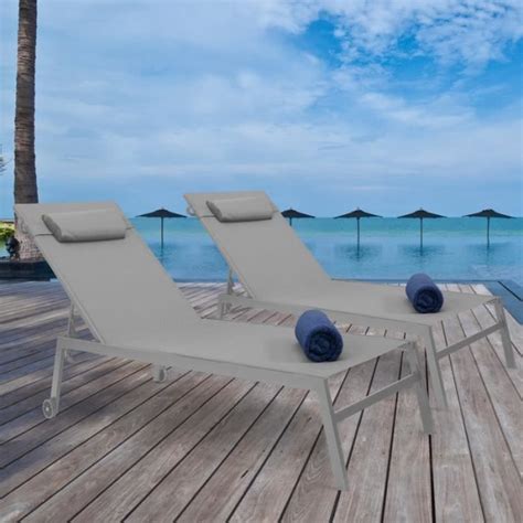 IDMARKET Lot De 2 Transats De Jardin Inclinables En Aluminium COZUMEL