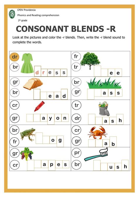 Consonant Blends Worksheet Grade 1