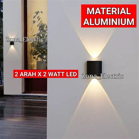 Jual Lampu Dinding Taman Led 2 Arah 2 Watt Aluminium Wall Light