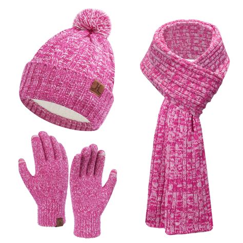 Fantastic Zone Womens Winter Warm Beanie Hat Touchscreen Gloves Long