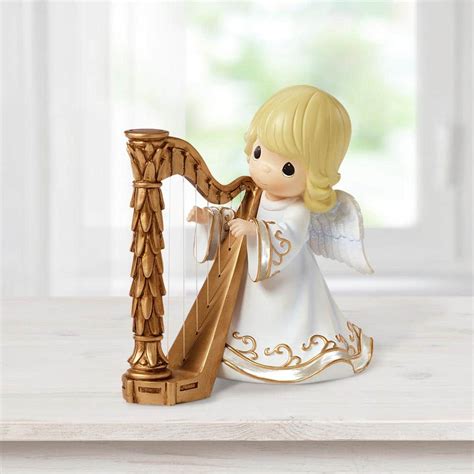 Precious Moments Tabletop Angel Resin Playing Harp Music Box Figurine 161108 The Home Depot