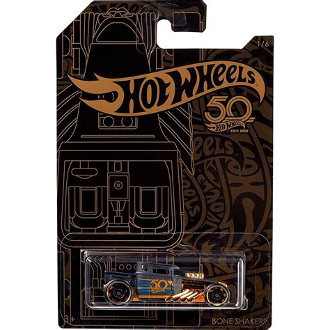 Hot Wheels 2018 50th Anniversary Black And Gold Series Bone Shaker