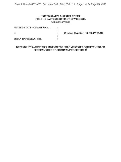 Rafiekian Defendants Motion For Judgment Of Acquittal Under Rule 29 Download Free Pdf