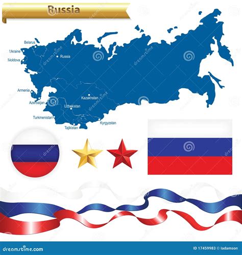 Russian Federation Map And Symbols Set. Vector Stock Photos - Image: 17459983