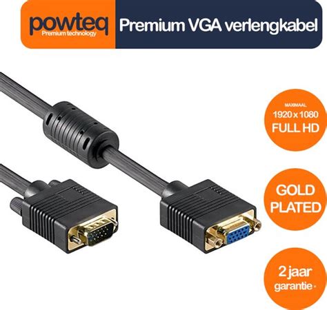 Powteq 3 Meter Premium VGA Verlengkabel VGA Male Naar VGA Female Bol