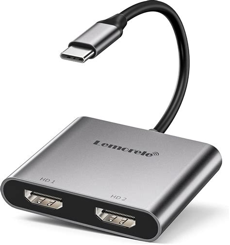 Lemorele Usb C To Dual Hdmi Adapter 4k 60hz Dual Monitor Adapter 2 In 1 Type C Thunderbolt 3