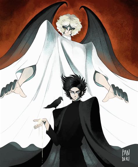 Sandman & Lucifer (art piece by @pandeki_art) : Sandman