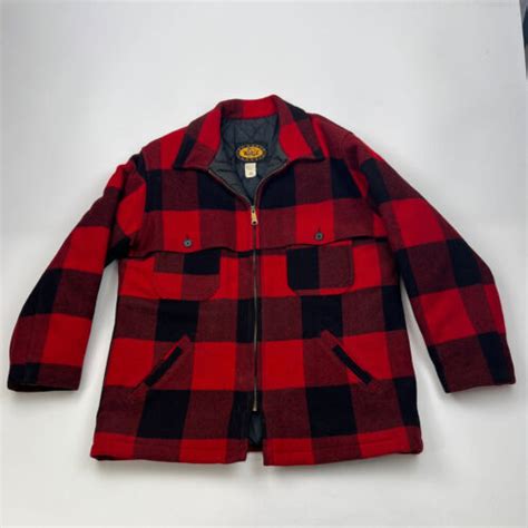 Vintage Woolrich Mackinaw Buffalo Red Plaid Hunting Jacket Model