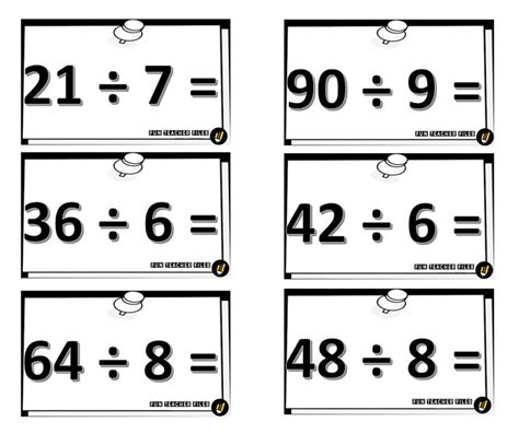 Division Flash Cards Printable