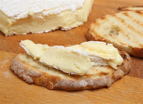 Formaggio Francese Del Brie Su Pane Tostato Fotografia Stock Immagine