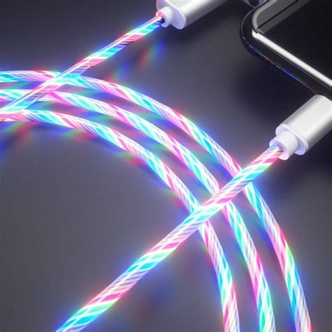 Oftbt Colorful Flowing Accessories Led Usb C Wire Fast Charging Type C