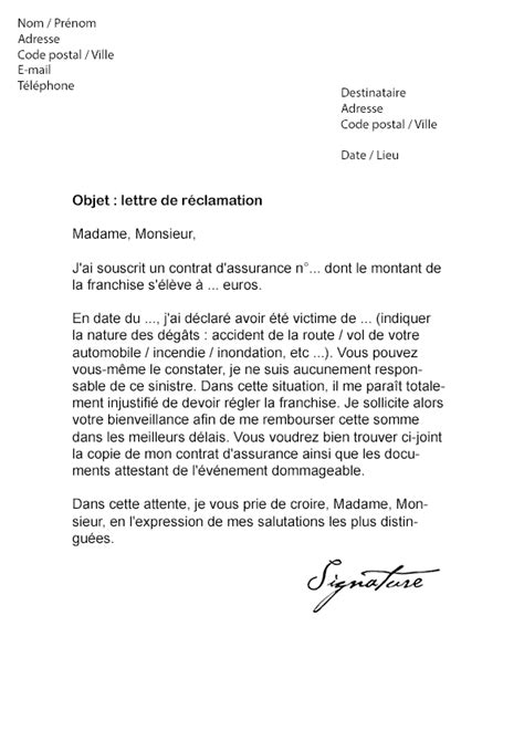 Lettre De Réclamation Assurance Contestation D Un Remboursement My