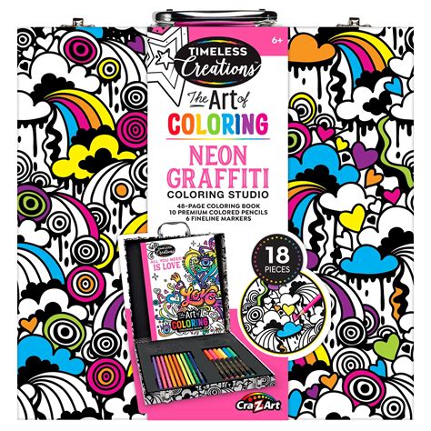 Cra Z Art Timeless Creations Adult Neon Graffiti Coloring Set Ages