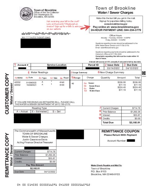 How To Read My Water And Sewer Bill Brookline Ma Official Website