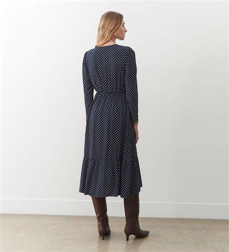 Olesia Navy Spot Midi Dress Finery London