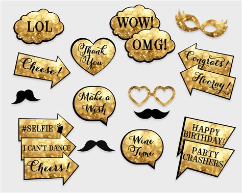 Buy Birthday Party Photo Booth Props Printable Party Props Online